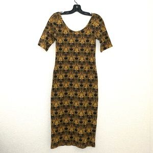 FARM Rio Black and Gold Floral Midi Dress